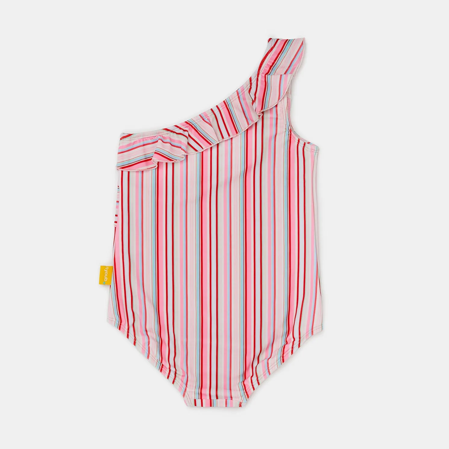 Tyoub One-shoulder One-Piece Eco Swimsuit Gelato Stripe Girls