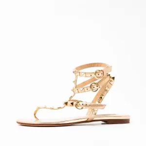 Valentino Rose Gold Rockstud Sandals 37