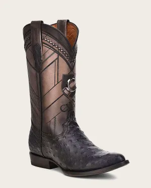 Western black ostrich boot