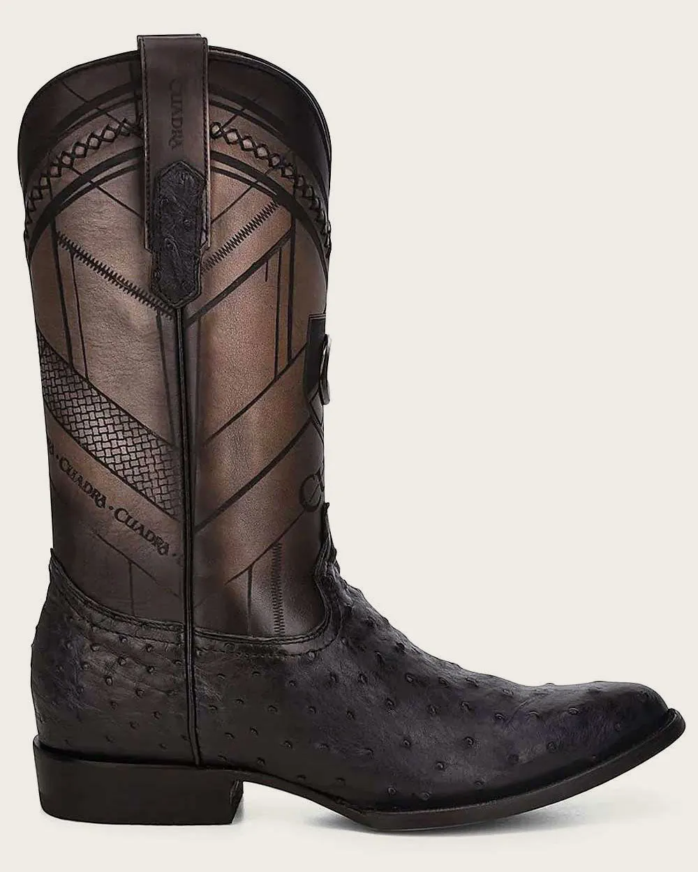 Western black ostrich boot