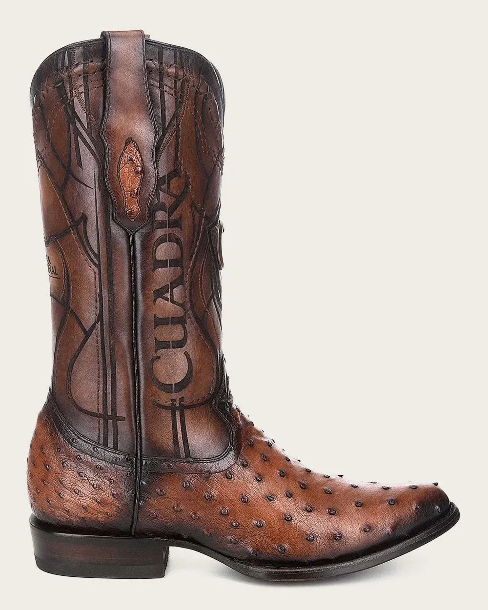 Western brown ostrich boot