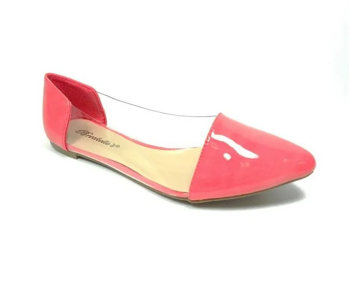 Women's Slip On Lucite Ballerina Pointy Toe Flat Shoes Dia-04